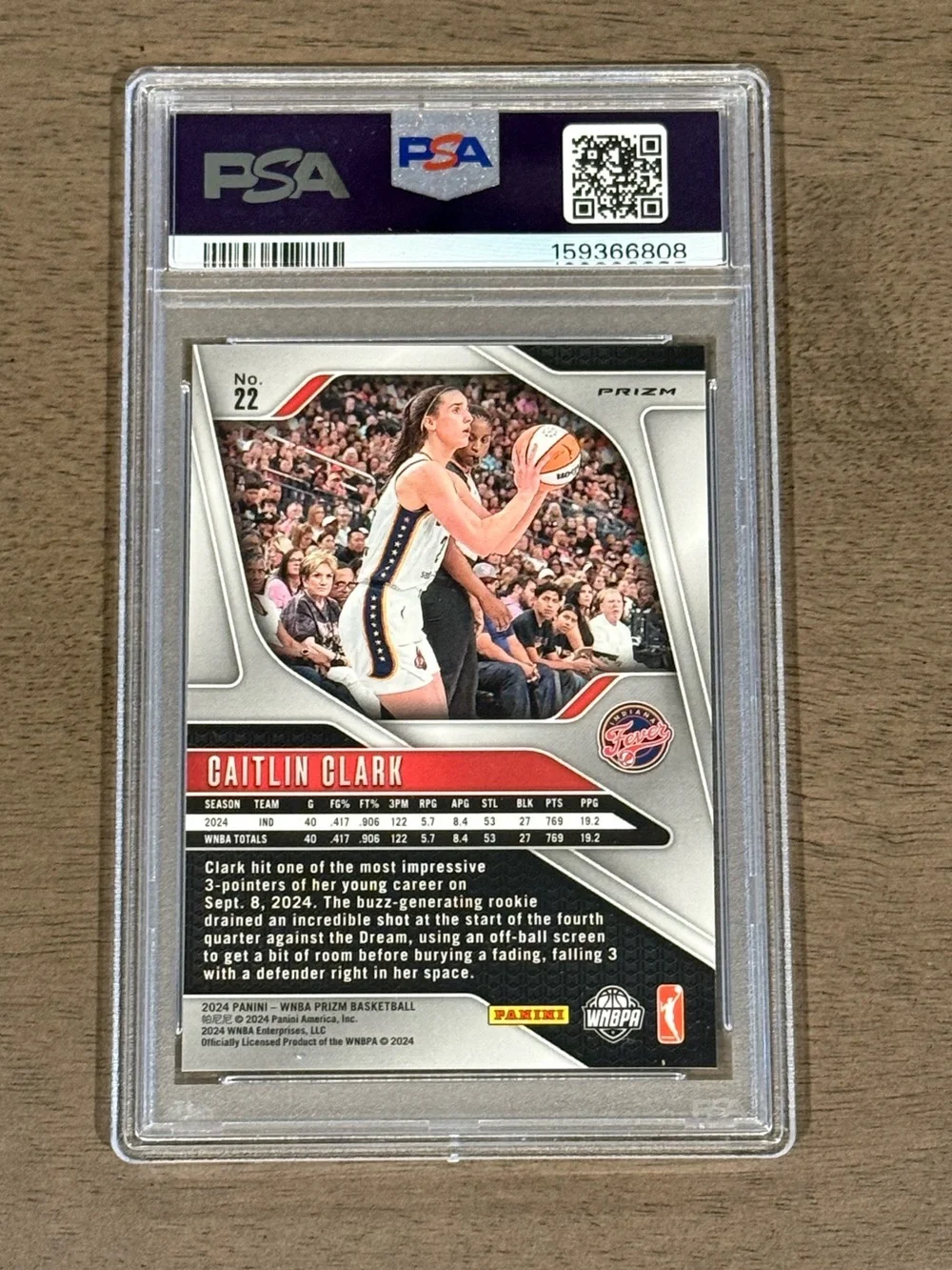 Caitlin Clark - 2024 Panini Prizm WNBA #22 Orange Ice Prizm (RC) PSA 9